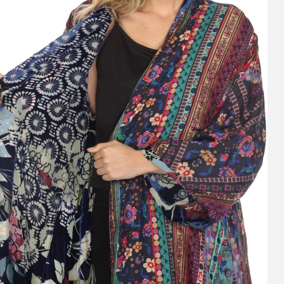 Johnny Was velvet SIERRA BURNOUT HEART KIMONO NWT RARE - Picture 8 of 16